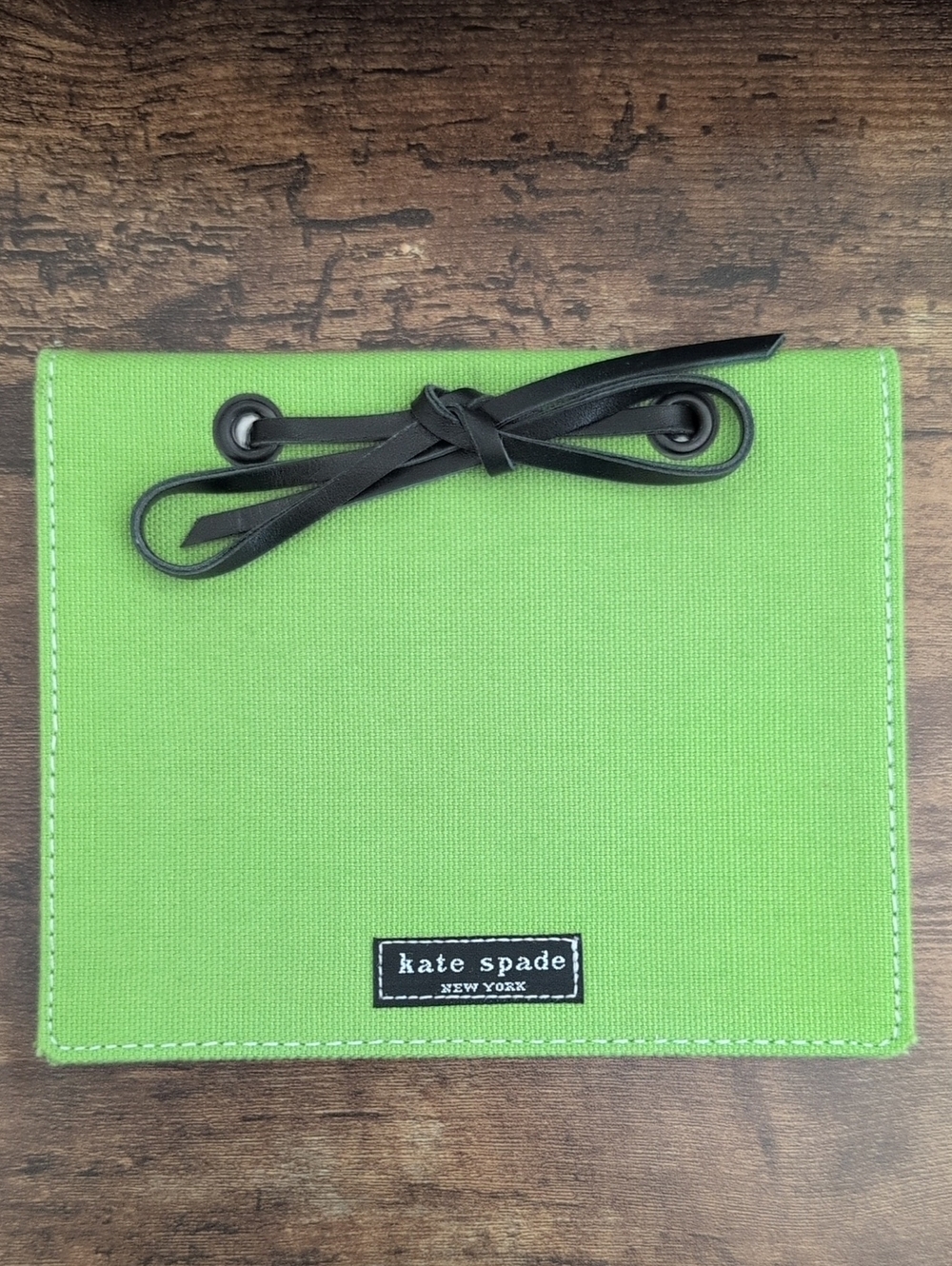 KATE SPADE Vintage Photo Album Lime Green Canvas with Black Leather Bow Detail